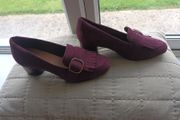 Clarks mulberry suede loafer with heel