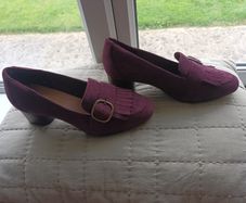 Clarks mulberry suede loafer with heel