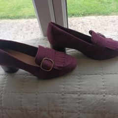 Clarks mulberry suede loafer with heel