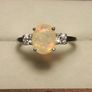Rare Ethiopian Opal & Lab Diamond Trilogy Ring Image 9