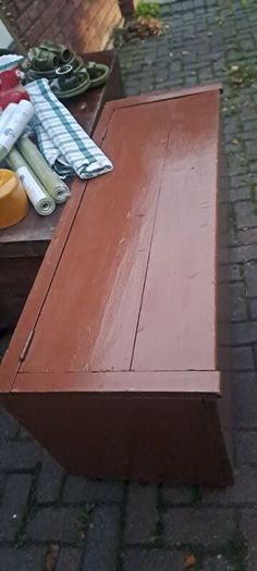 2 Antique Oak Trunks Seats