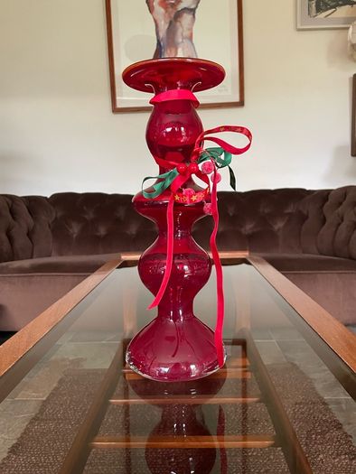 Uber Retro Mid Century Heavy Ruby Red Vase