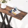 Rustic Brown Console Table with Curved Metal Base  Modern Industrial Entryway Image 3