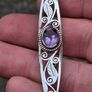 Vintage Sterling Silver And Amethyst Brooch Image 8