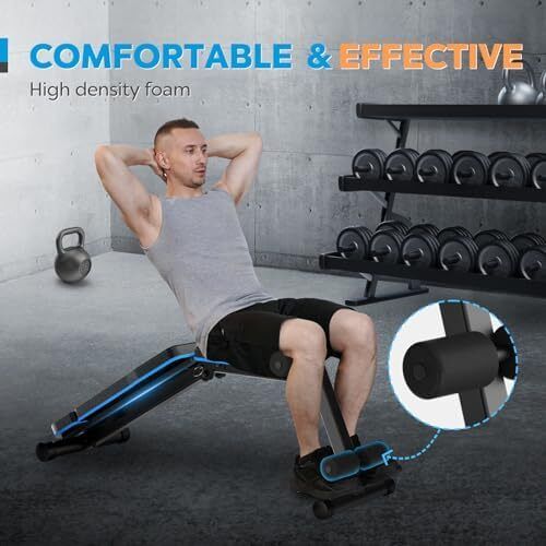 Weight Benches Adjustable Workout Bench Foldable Bench Press for Home Gym Incline Decline Flat Exercise Bench for Strength Training with Extended Headrest