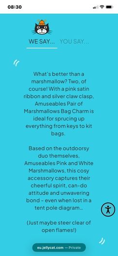 New JELLYCAT Amuseables Pair of Marshmallows Bag Charm