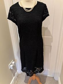 Selected Femme Black Lace Fully Lined Dress - Size 12
