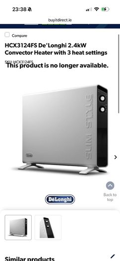 De'Longhi HCX9120E convector heater radiator