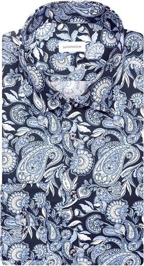 Seidensticker Men's Business Shirt, Paisley Pattern, Slim Fit, Size 44 / XL