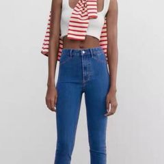 Zara mid wash super elastic hi-rise shaper ankle length jeggings jeans