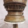 Antique Matador 15" Oil Lamp Glass Wood Base Brass Stem Burner Torch Light Image 7