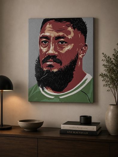 Bundee Aki IRFU Ireland rugby World Cup original portrait painting Connacht