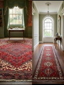 Classic Persian Heriz Carpet and Runner Hand Knotted Rug Runner Carpet