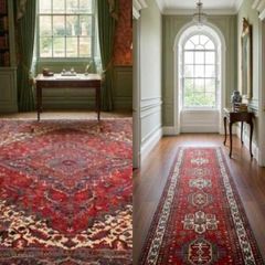 Classic Persian Heriz Carpet and Runner Hand Knotted Rug Runner Carpet