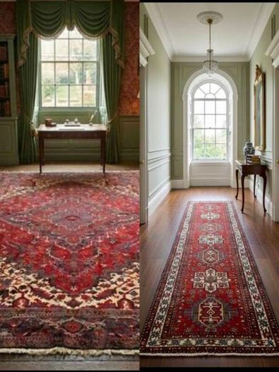 Classic Persian Heriz Carpet and Runner Hand Knotted Rug Runner Carpet