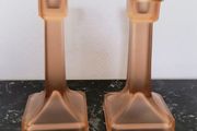 Art deco frosted glass candlesticks