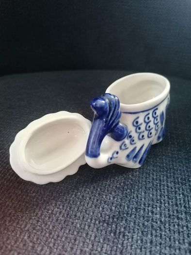 Gzhel Handmade Fish Candy Dish or Trinket Box
