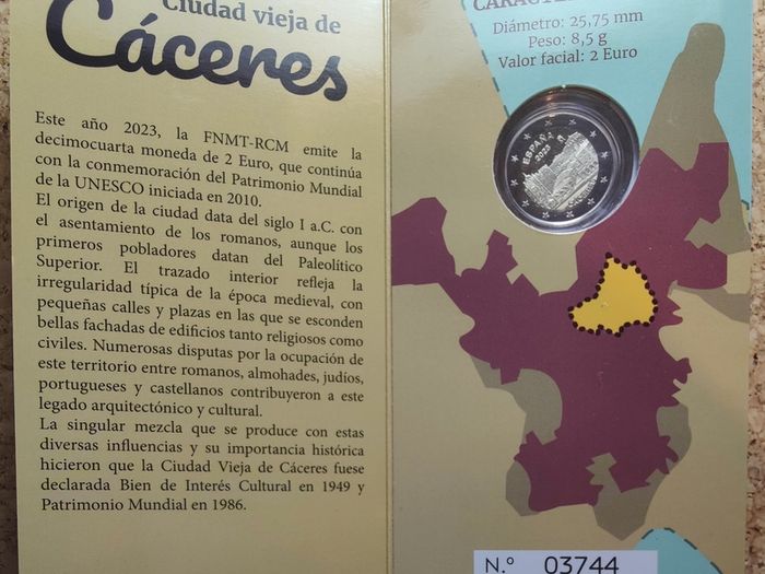 Spain 2 Euro Base Metals Proof Coin 2023 - Caceres World Heritage Site - 2 Euro Commemorative Coin