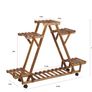 Wooden Plant Stand with Wheels Multi-Tier Display Shelf Image 2