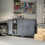 Filing cabinet with louver doors, storage cabinet, metal cabinet with 2 adjustable shelves, 75 x 33 x 110 cm, Gray Image 2
