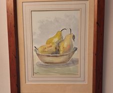 Still Life Watercolour  Pears in Bowl