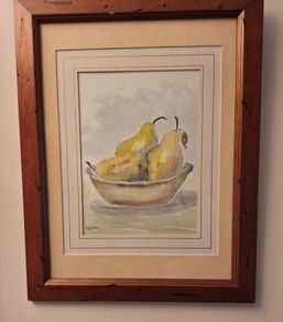Still Life Watercolour  Pears in Bowl