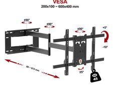 Tv Wall Mount Bracket Tilt Swivel Long Arm 32-70"