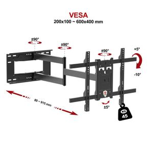 Tv Wall Mount Bracket Tilt Swivel Long Arm 32-70"