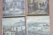 Rustic Irish Farmyard Wooden Coaster Set