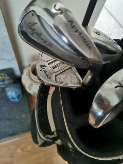 golf clubs and bag