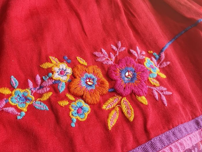 New Tags Beautiful Monsoon Girls Red Embroidered Beaded Skirt 12 to 13Yrs