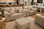 Lilly 3+2 Cream Fullback Cushions Sofa + Matching Coffee Table