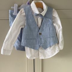 M&S 4 piece shorts shirt waistcoat and dickie bow suit 2-3 years