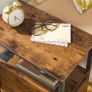2 Side Tables, Narrow Bedside Rustic Brown Image 4
