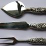 Vintage Silver Plated 3 Piece Hostess Hors D'oeuvres Canapes Cocktail Party Set Grape Motif Image 3