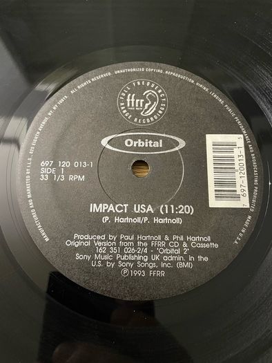 Orbital - Impact USA  / Lush (1926 Trancendance Mix) - 12" Vinyl Single - 1993 FFRR Recordings