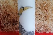 Decorative  brand new white candle with sleeping leopard