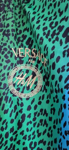 VERSACE x H&M 100% silk black and gold studded high neck top Sz 14 (Fit 14-16UK) - Bnwt