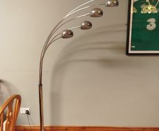 Chrome Arc Floor Lamp with Heavy Marble Base Space Age / Mid-Century Style