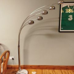 Chrome Arc Floor Lamp with Heavy Marble Base Space Age / Mid-Century Style