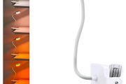 Dimmable LED Clip On Light - 4.5W Touch Control LED Lamp with Flexible Neck &amp; Strong Clamp - 5 Colours &amp; Brightness Levels, USB Rechargeable Desk Light - White