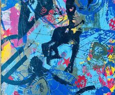 Original signed mix media painting by New York artist Bobby Kareem Hill