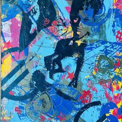 Original signed mix media painting by New York artist Bobby Kareem Hill