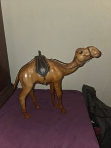 1960's Leather Wrapped Camel Statue