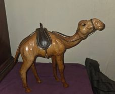 1960's Leather Wrapped Camel Statue