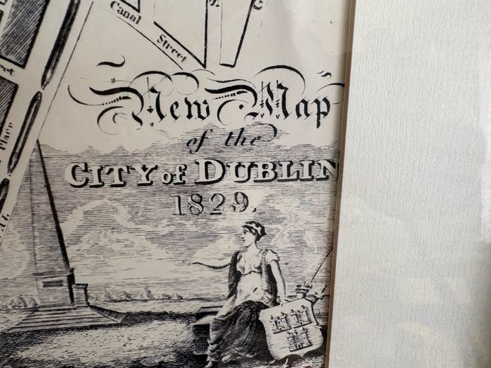 Framed Map of Dublin 1829 Print Large Wall Art