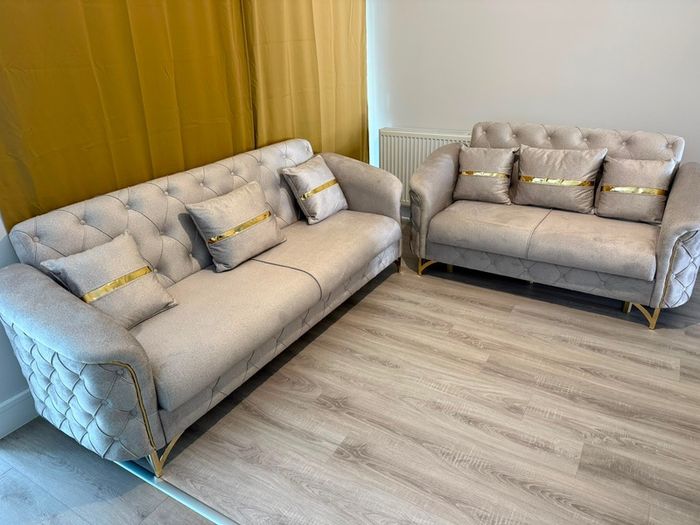 set of sofas with storage and cushions included