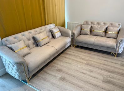 set of sofas with storage and cushions included