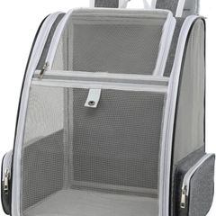 Ventilated Cats Dogs Rabbits Carrier Backpack for Small Pets and Puppies Perfect for Outdoor Adventures and Vet Visits, Ultimate Comfort On-the-Go, Grey