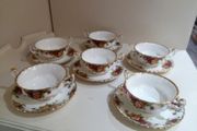 SOUP COUPES &amp; SAUCERS x 6 Bone China Royal Albert Old Country Roses